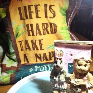 ceramic teddy bear & bunny rabbit light switch cover. SHIPS FREE